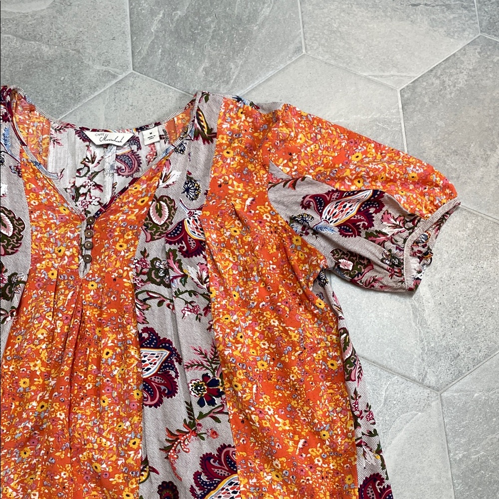 Caffé Marrakesh Boho Patchwork Blouse -- Size Medium
